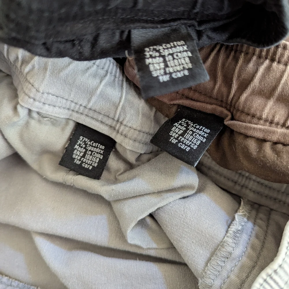RSQ Bundle of (3) Black Brown & Gray Twill Jogger Pants Size Large